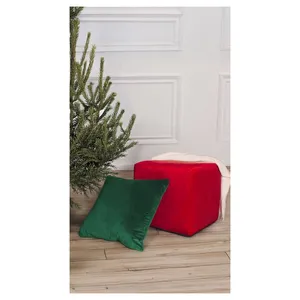 Пуф квадратный Точка, велюр, Малиново-красный - Фото 4