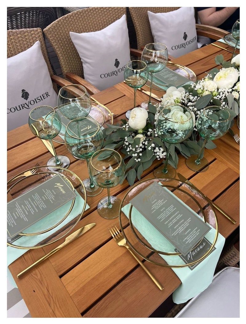 Бокал Сирен С эвкалиптовый с золотой каймой