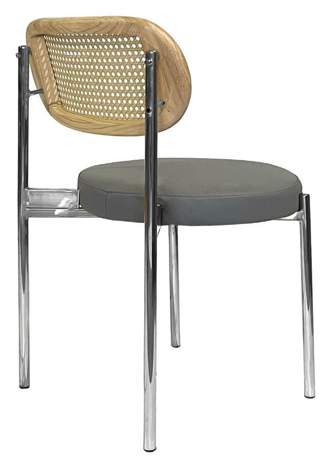 Стул Модерн Серебро, Натуральный ротанг + База серый (ЭКО-КОЖА)