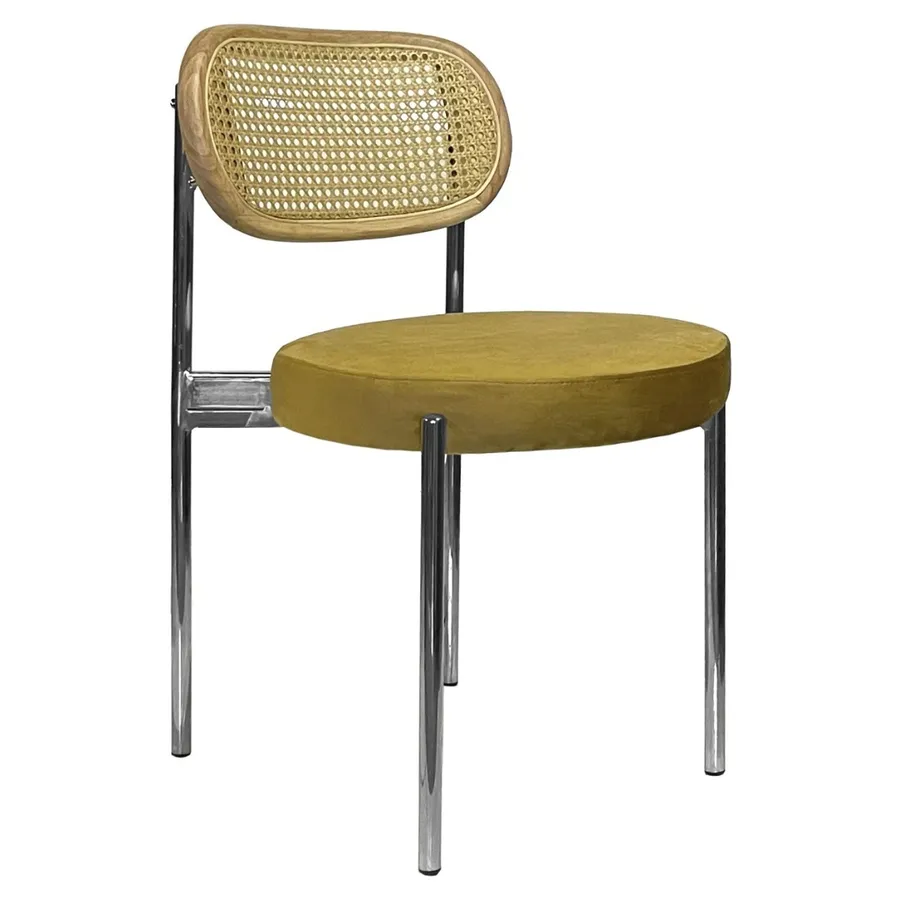 Стул Модерн Серебро, Натуральный ротанг + Золотая охра - Фото миниатюра 1