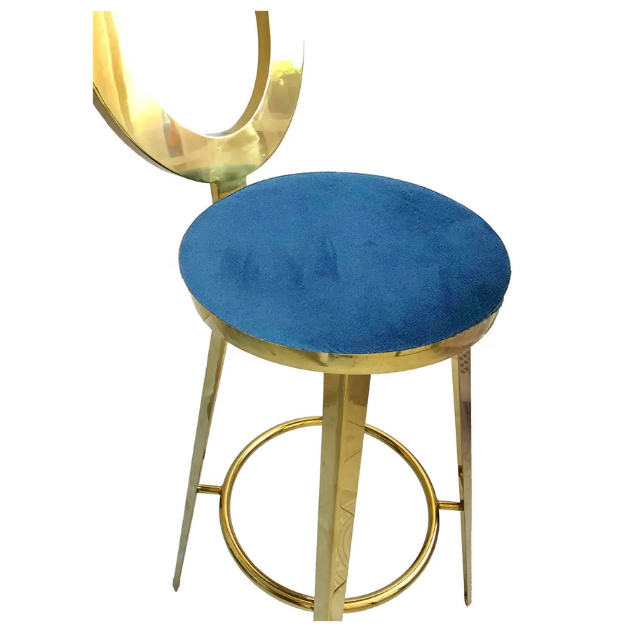 Стул барный велюр, сапфировый - Фото миниатюра 2