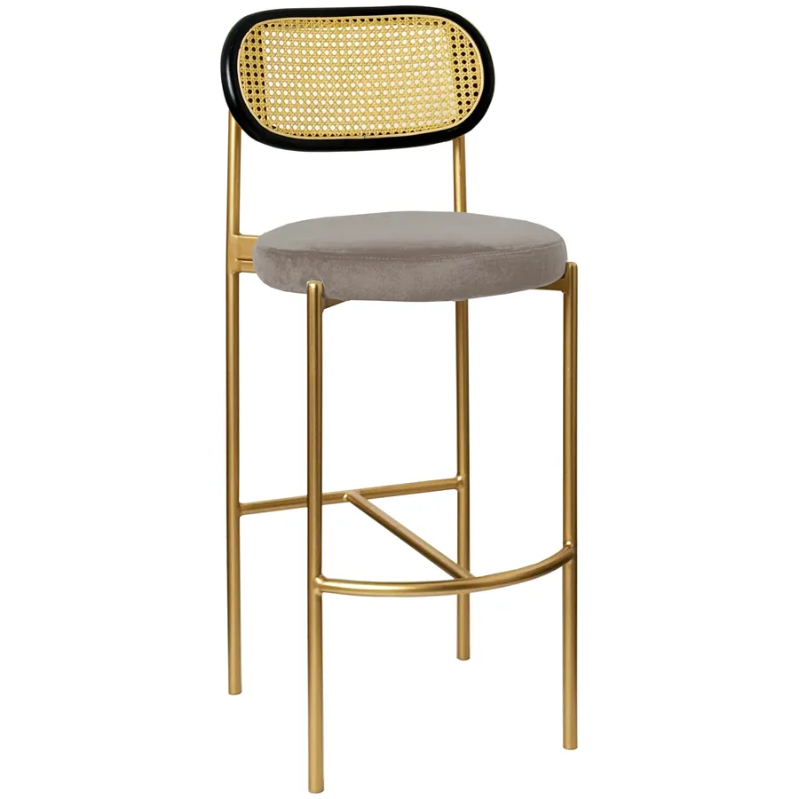 Стул барный Модерн Комфи, Ротанг в черной раме+Коко (любой цвет каркаса) - Фото миниатюра 1