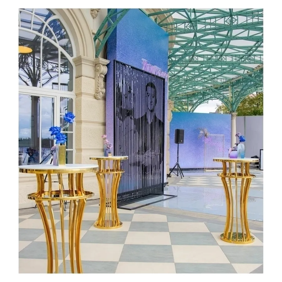 Стол коктейльный Джейл Золото (белая столешница) - Фото миниатюра 4