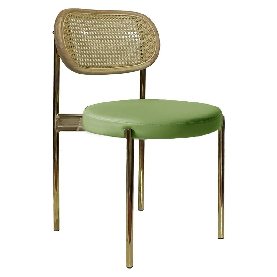 Стул Модерн Золото, Натуральный ротанг + Гринфилд (бифлекс) - Фото миниатюра 1