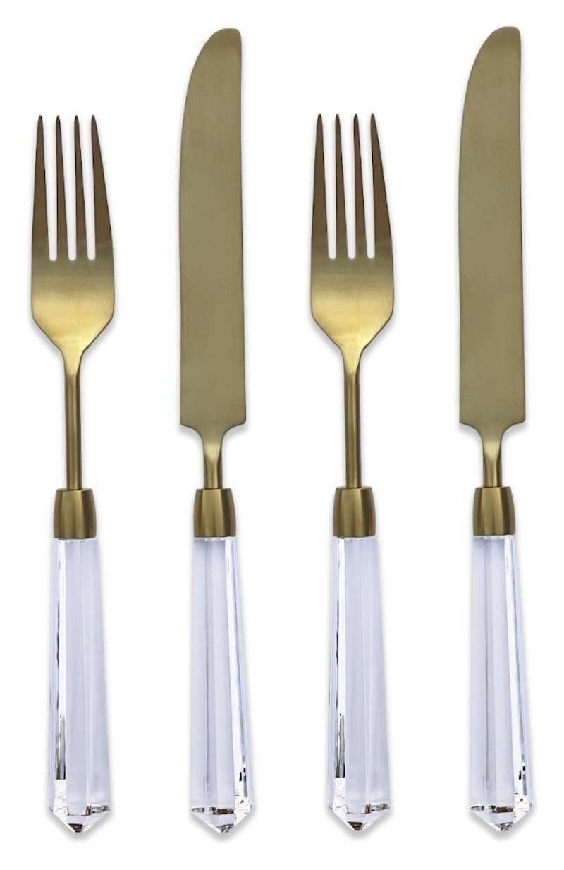 Столовые приборы Призм прозрачно-золотые, сет 4 предмета