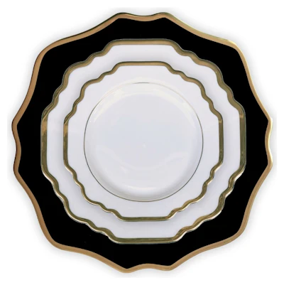 Сет тарелок Анна, 3 шт c черным подтарельником