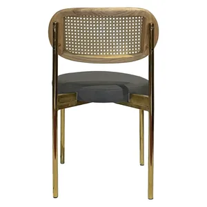 Стул Модерн Золото, Натуральный ротанг + База серый (ЭКО-КОЖА) - Фото 5