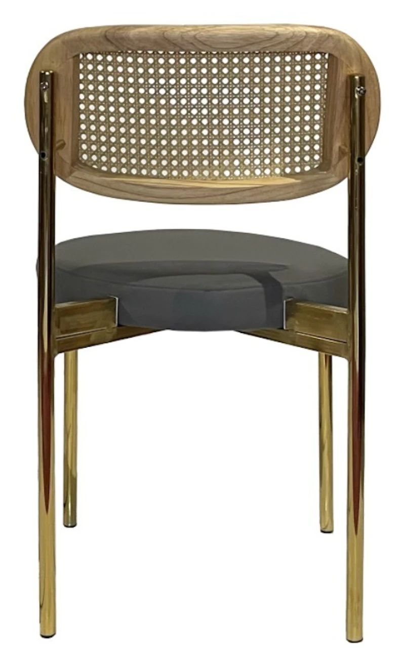Стул Модерн Золото, Натуральный ротанг + База серый (ЭКО-КОЖА)