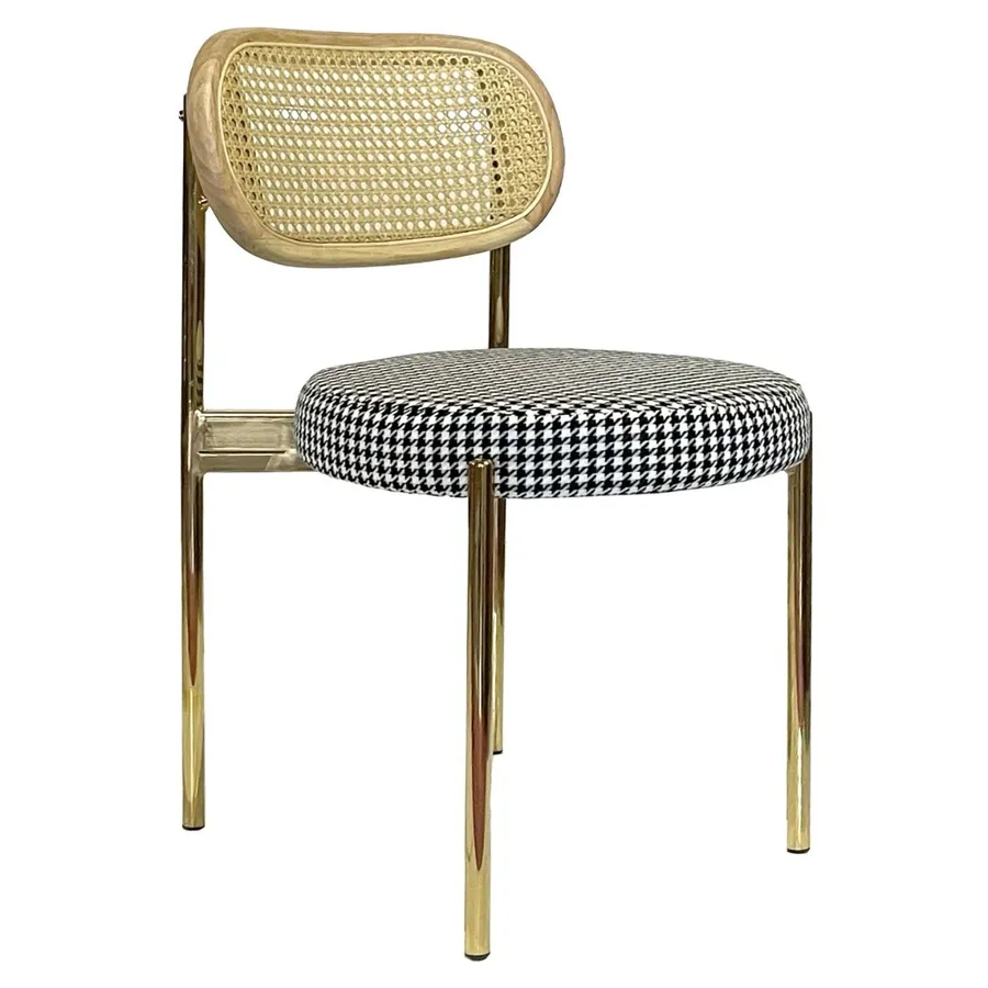 Стул Модерн Золото, Натуральный ротанг + Гусиная лапка - Фото миниатюра 1