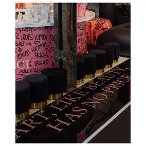 Пуф Цилиндр Золотой обод, черный велюр - Фото 2