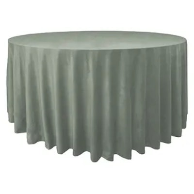 Скатерть велюр, круглая, шалфей