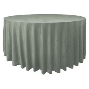 Скатерть велюр, круглая, шалфей