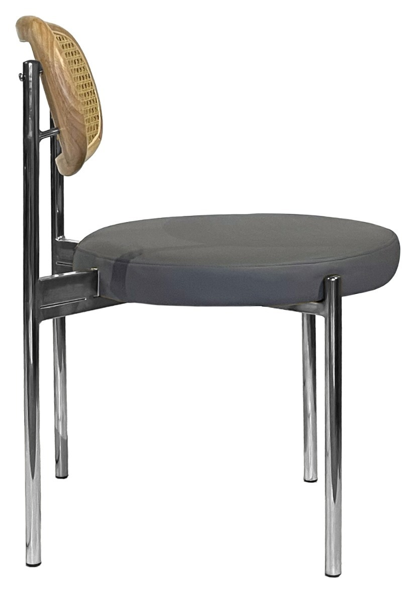 Стул Модерн Серебро, Натуральный ротанг + База серый (ЭКО-КОЖА)