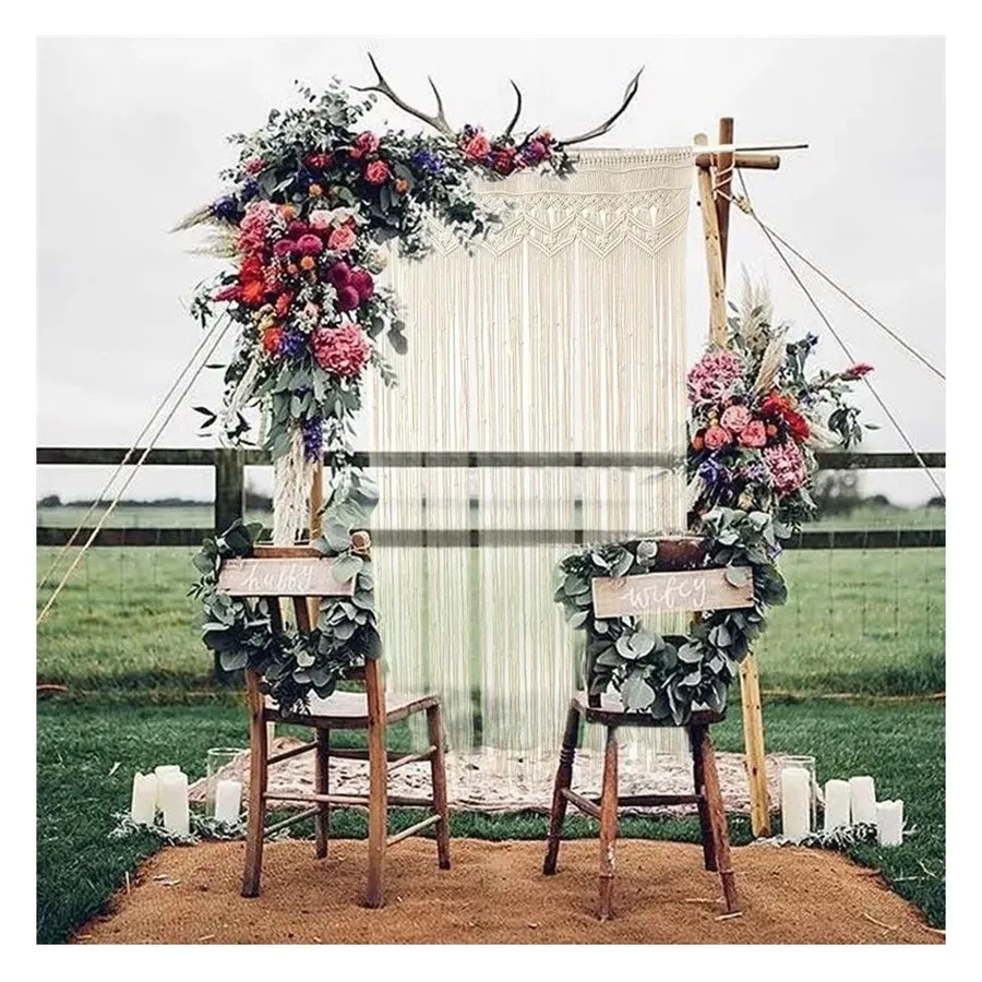 Панно декоративное из макраме Бохо Занавес - Фото миниатюра 5