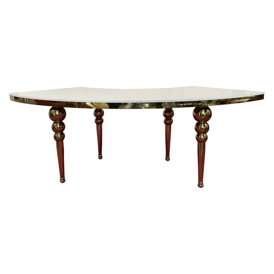 Стол-змейка-80, золотой, столешница белый МДФ, 1 модуль - Фото миниатюра 1