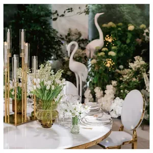 Канделябр золотой со стеклянными колбами Виктори (10 стоек) - Фото 6