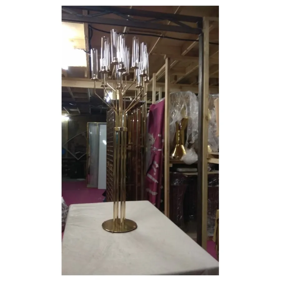 Канделябр золотой со стеклянными колбами Харизма (13 стоек) - Фото миниатюра 4