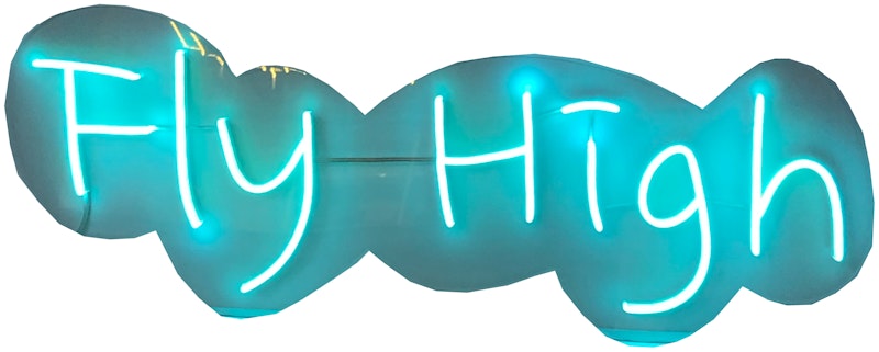 Неоновая надпись "Флай Хай"