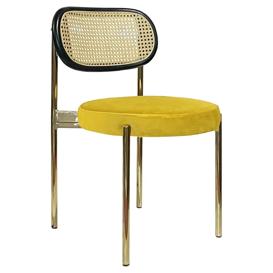 Стул Модерн Золото, Ротанг в черной раме + Желтая субмарина - Фото миниатюра 1