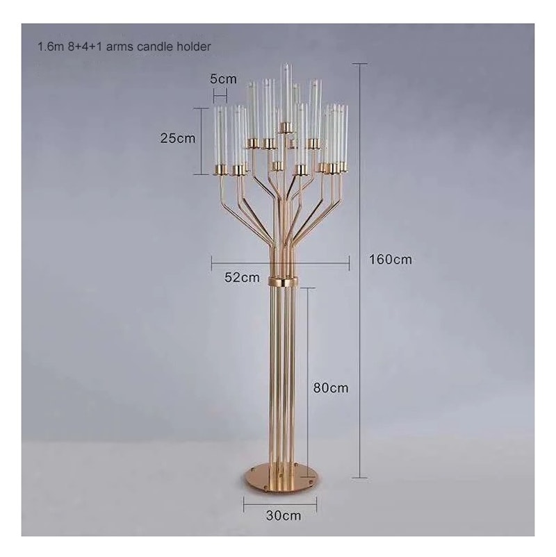 Канделябр золотой со стеклянными колбами Харизма (13 стоек)