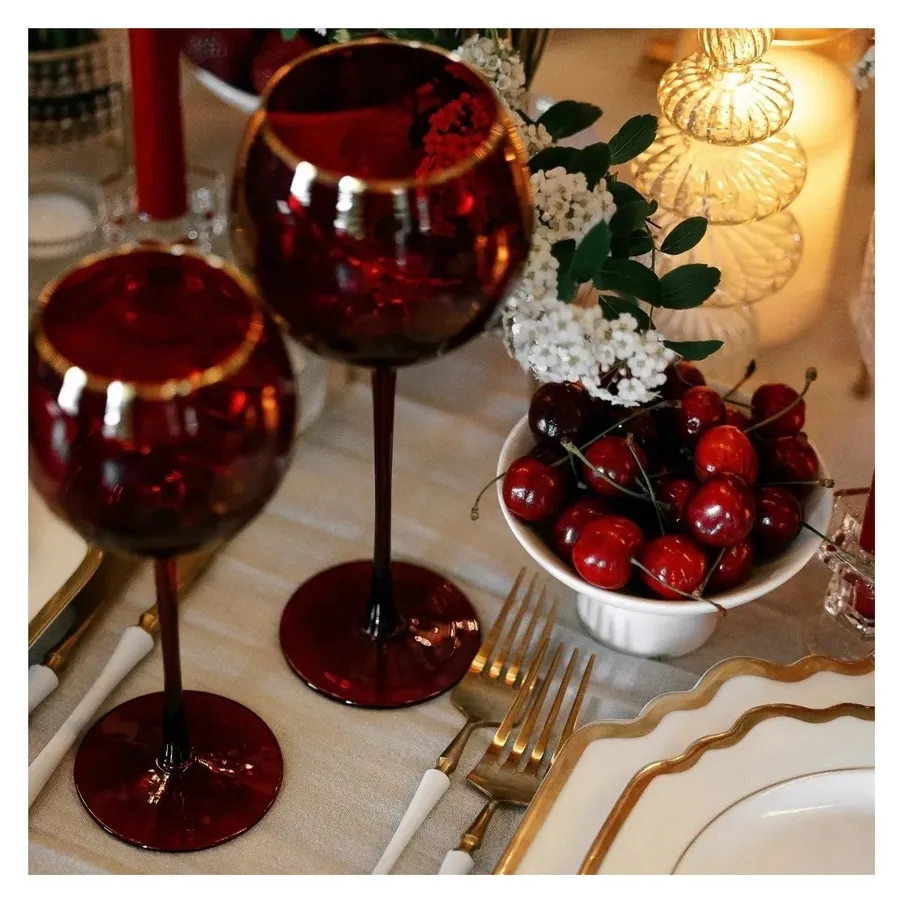 Бокал Сирен С рубиновый с золотой каймой - Фото миниатюра 6