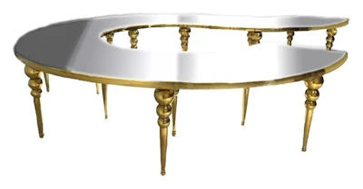 Стол-змейка-90, золотой, столешница темное зеркало, 1 модуль