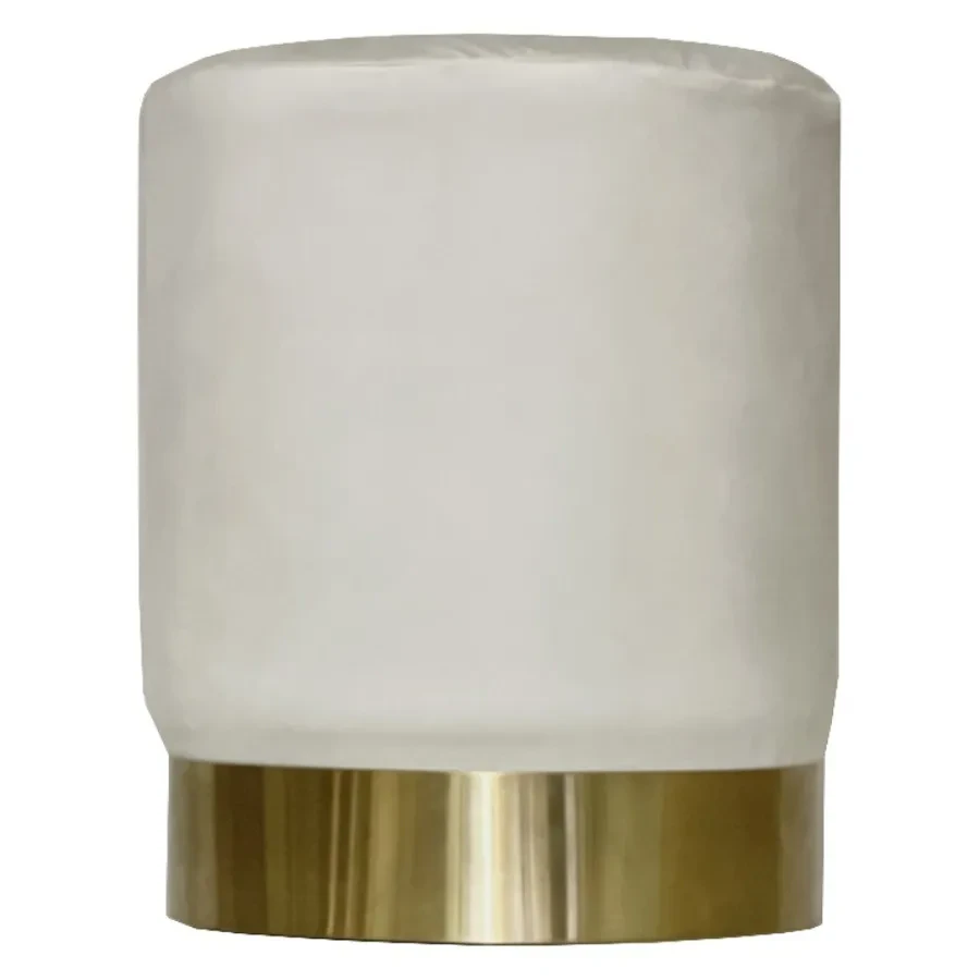 Пуф Цилиндр Золотой обод, молочный велюр - Фото 1