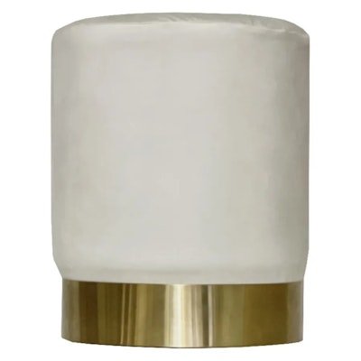 Пуф Цилиндр Золотой обод, молочный велюр