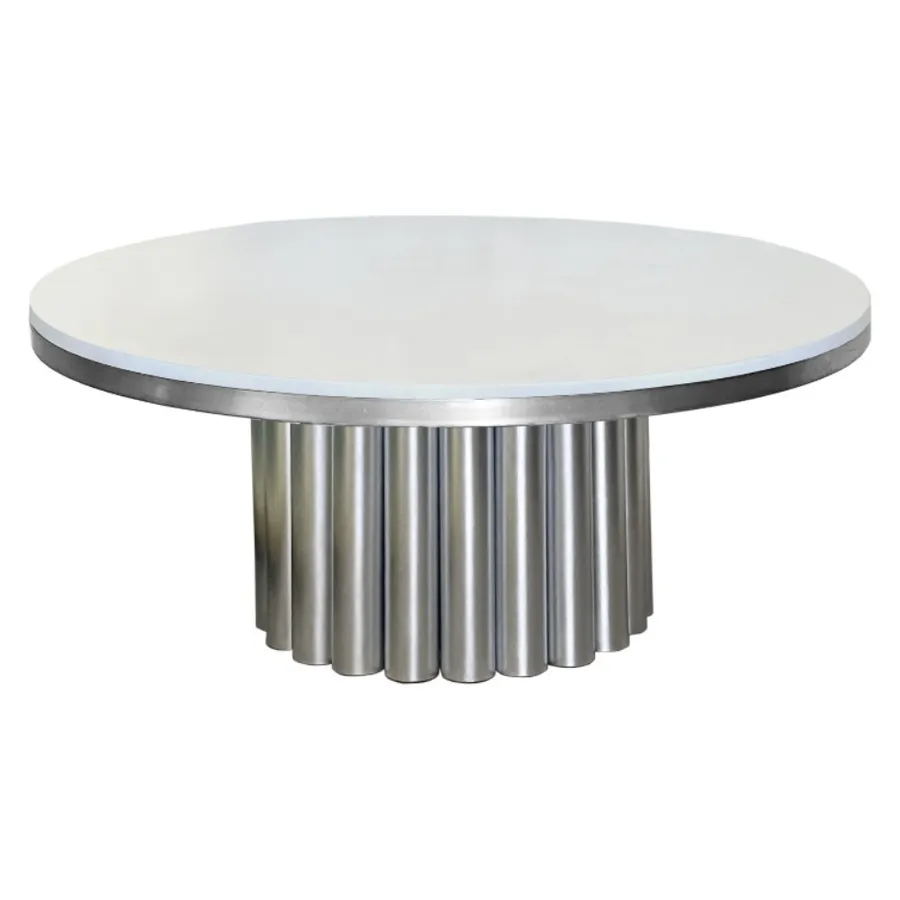 Стол белая столешница, банкетный Сквош серебряный  - Фото миниатюра 1