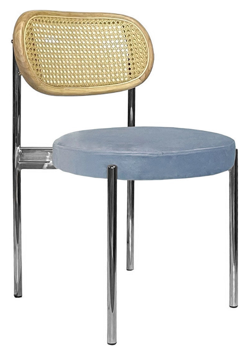 Стул Модерн Серебро, Натуральный ротанг + серо-голубой