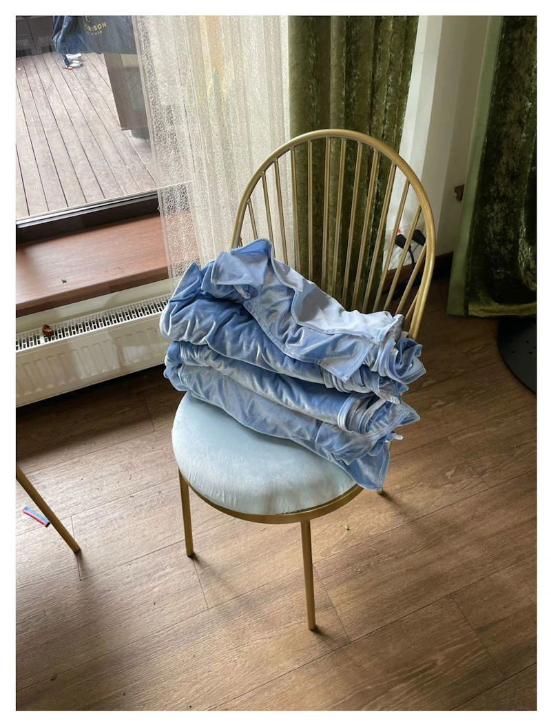 Стул Ле Солей, велюр, нежно-голубой