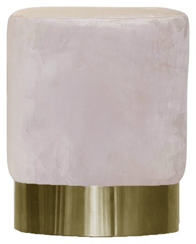 Пуф Цилиндр Золотой обод, светло-розовый велюр