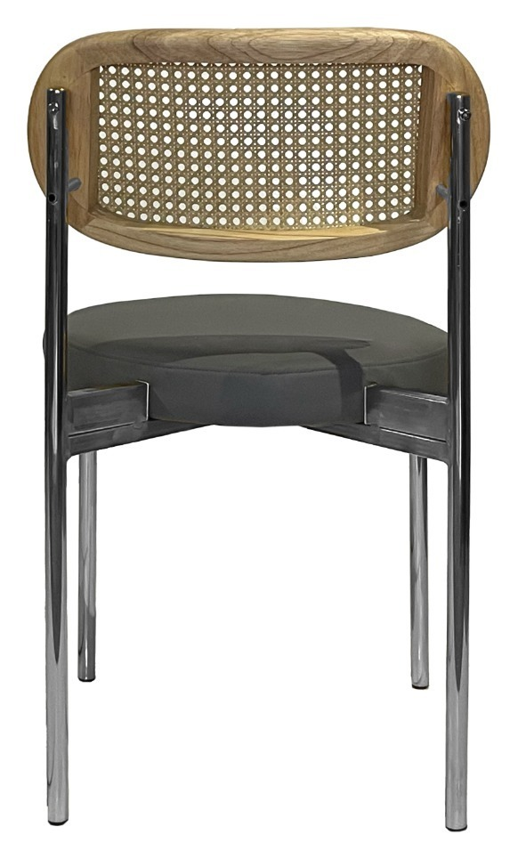 Стул Модерн Серебро, Натуральный ротанг + База серый (ЭКО-КОЖА)