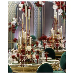 Канделябр золотой со стеклянными колбами Виктори (10 стоек) - Фото 2