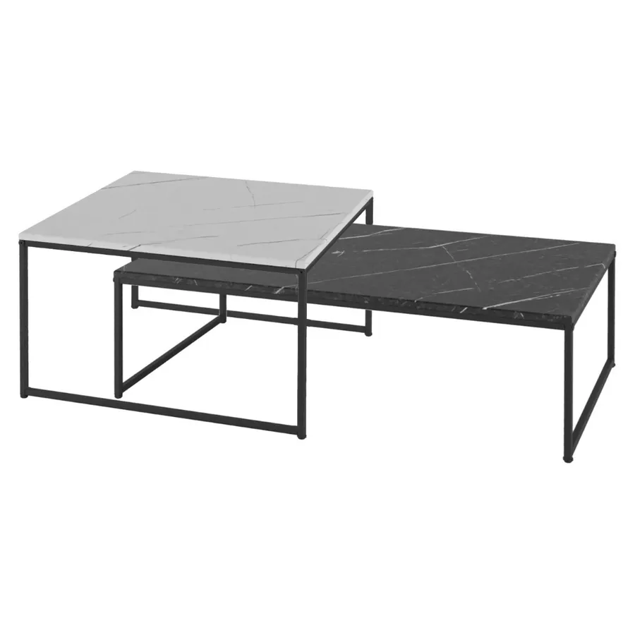 Сет журнальных столиков Marmaris, черный каркас - Фото миниатюра 1