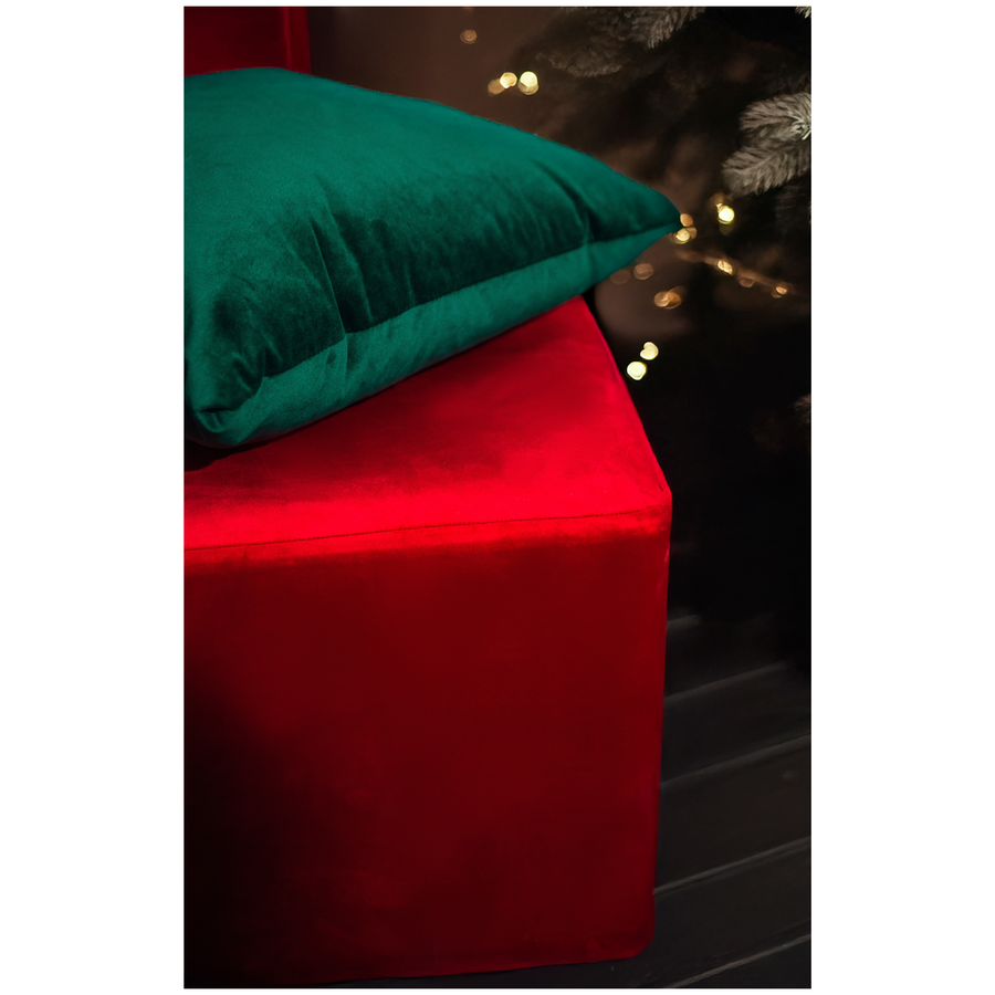 Пуф квадратный Точка, велюр, Малиново-красный - Фото миниатюра 5