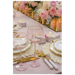 Сет бокалов Сирен пудрово-розовых с золотой каймой - Фото 5