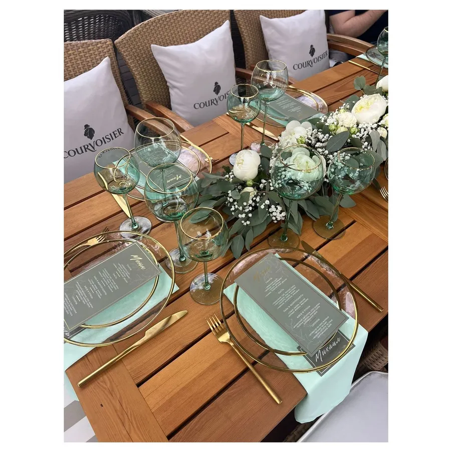 Бокал Сирен С эвкалиптовый с золотой каймой - Фото миниатюра 2