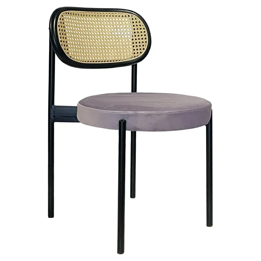 Стул Модерн Черный, Ротанг в черной раме + Нежная орхидея - Фото миниатюра 1