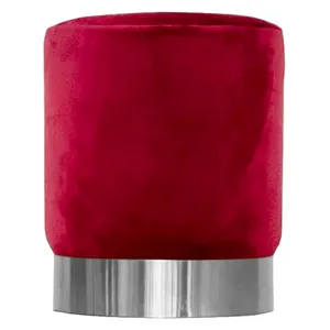 Пуф Цилиндр Серебряный обод, Малиново-красный - Фото 1