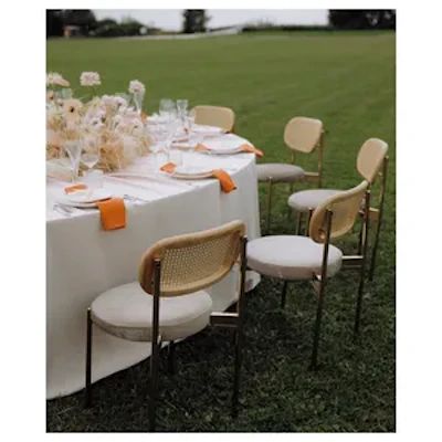 Стул Модерн Золото, Натуральный ротанг + Кремовый бисквит - изображение 2