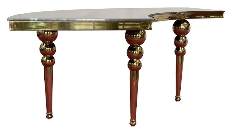 Стол-змейка-80, золотой, столешница темное зеркало, 1 модуль