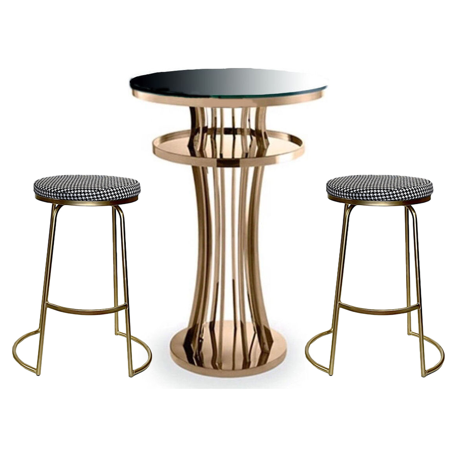 Стол коктейльный Джейл Золото (столешница темное стекло) - Фото миниатюра 2