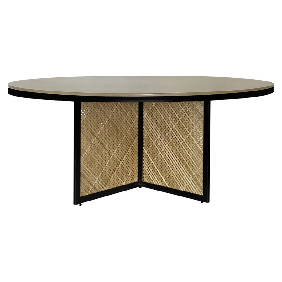 Стол Корнерс Конфесса, круглый нат.дерево + перекрас металло-каркаса - Фото миниатюра 1