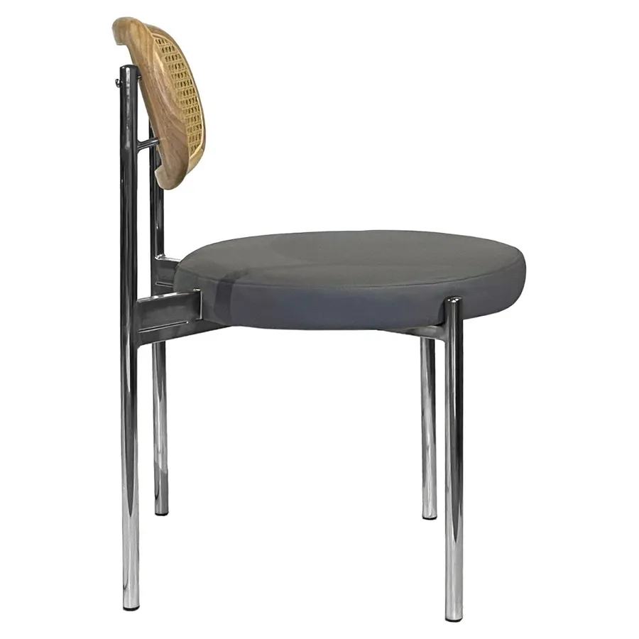 Стул Модерн Серебро, Натуральный ротанг + База серый (ЭКО-КОЖА) - Фото миниатюра 3