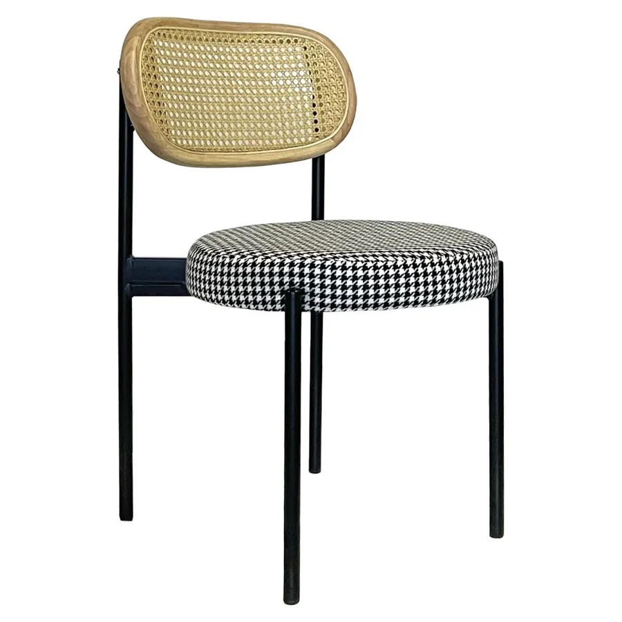 Стул Модерн Черный, Натуральный ротанг + Гусиная лапка - Фото миниатюра 1