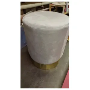 Пуф Цилиндр Золотой обод, серый велюр (базовый) - Фото 3