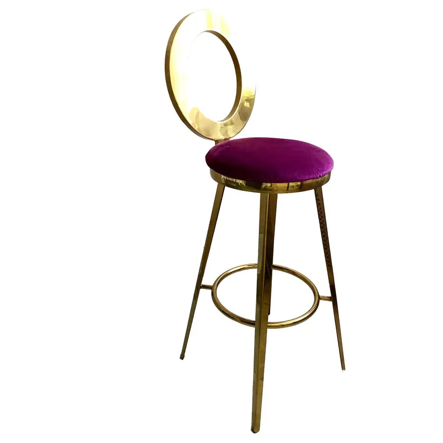 Стул барный велюр, сливовый - Фото миниатюра 1