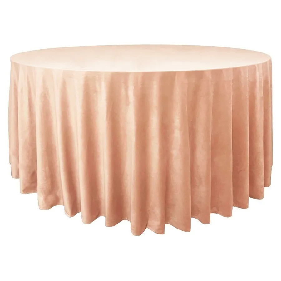Скатерть велюр, круглая, персиковая - Фото миниатюра 1