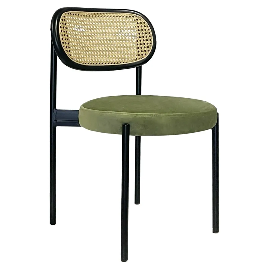 Стул Модерн Черный, Ротанг в черной раме + Матча - Фото миниатюра 1